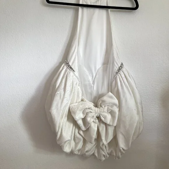 Nana Jacqueline Sienna Halter Bubble Hem Jumpsuit in White - Picture 10 of 16